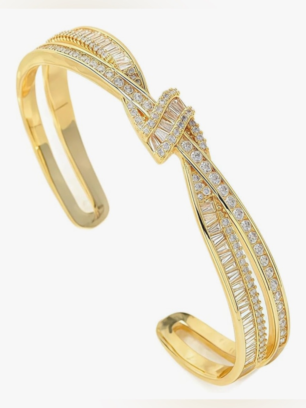 Stunning Nordstrom 18KT Gold dip Topaz Crystal Knot Cuff Bracelet